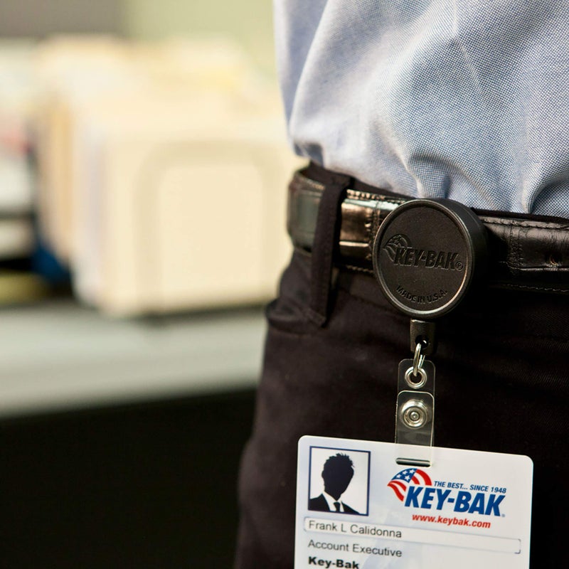 KEY-BAK MID6 Retractable Belt I.D. Badge Holder with 36" Retractable Cord, 6 oz. Retraction, Steel Swivel Belt Clip, Black - Image 2